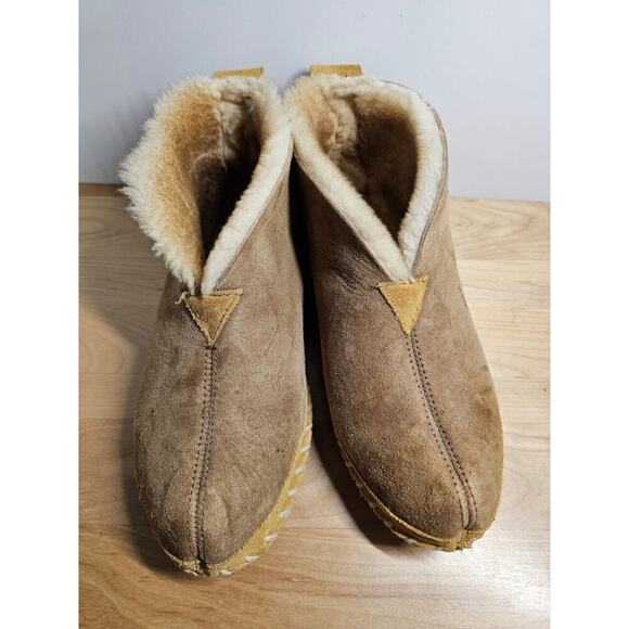 LL Bean Slippers Mens 8M Brown Shearling Lined Wicked Good Suede - Picture 2 of 7